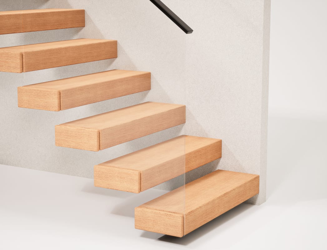 Straight Cantilever Stringer with Glass Railing
