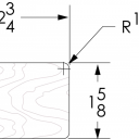 Dimensions of the 6002 handrail (2 3/4" wide by 1 5/8" tall)