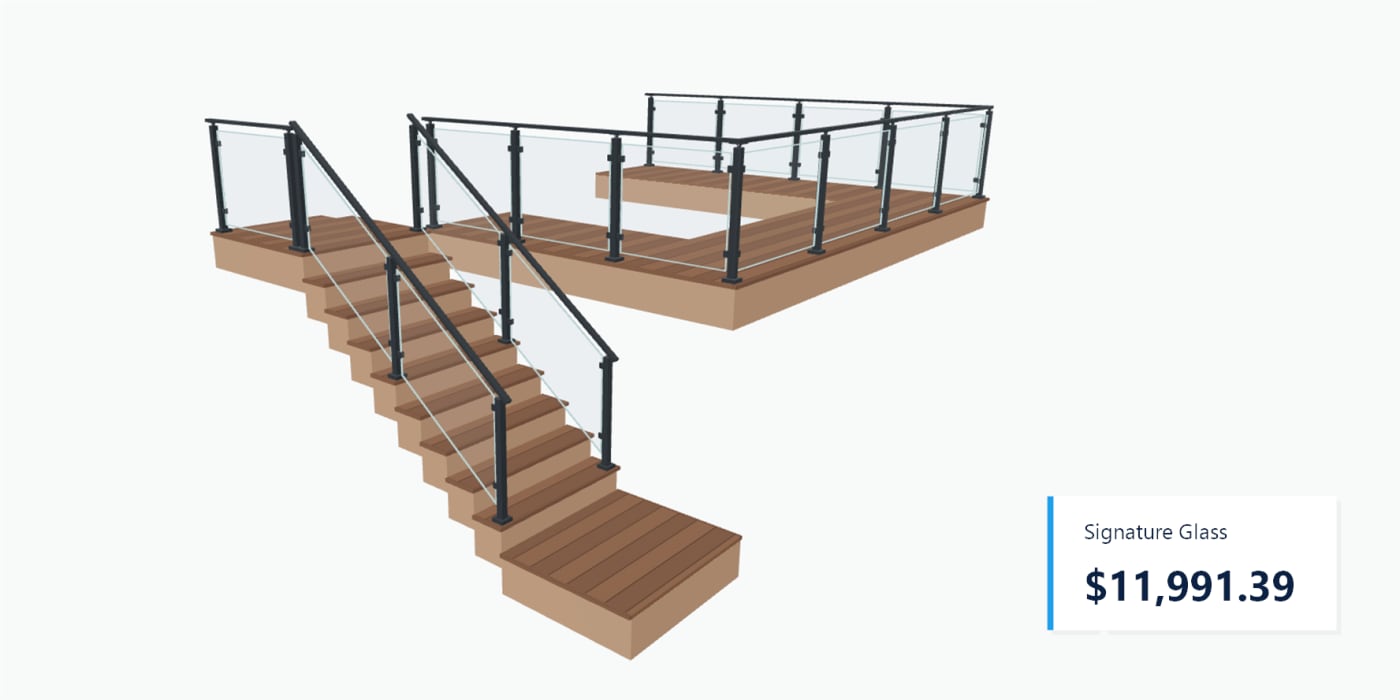 Design your glass railing and see the price as you go