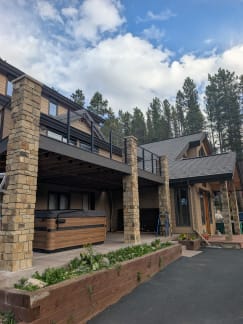 Mountain home deck with cable railing