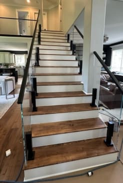 Stair with glass talon railing