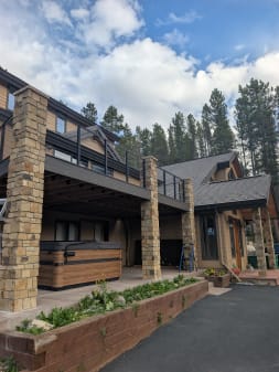 Mountain home deck with cable railing