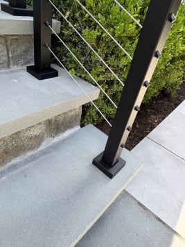 Cable posts on stone entry steps