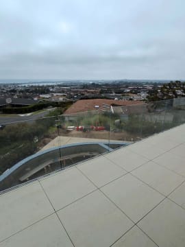 Glass railing on view terrace