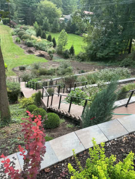 Garden stair with cable railing