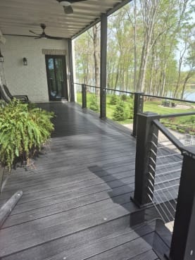 Covered porch cable railing