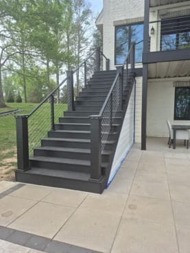 Exterior stair with cable railing