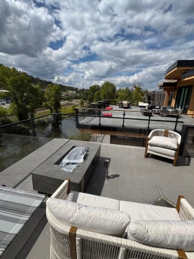 Rooftop terrace glass railing