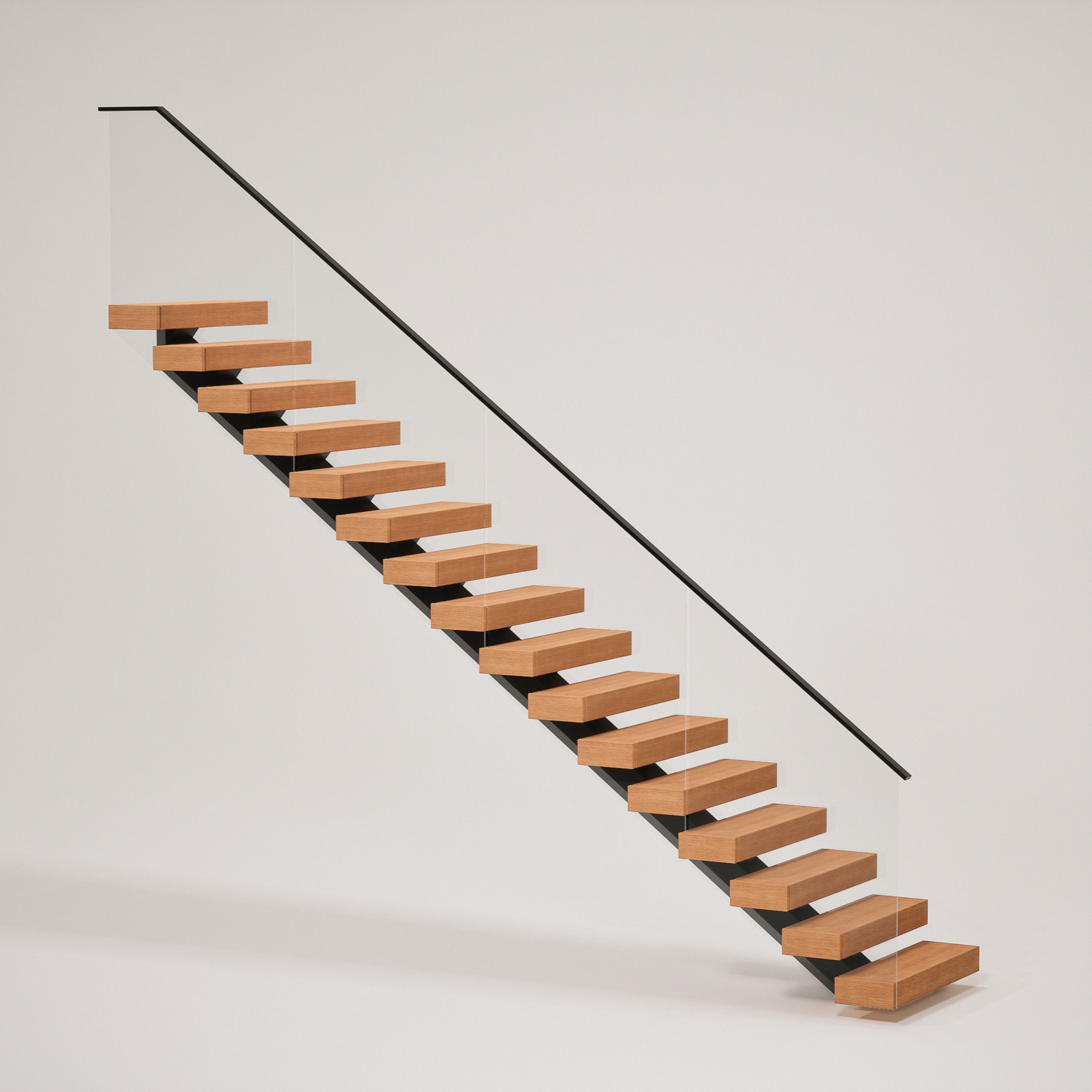 Straight Mono Stringer with Glass Railing | Viewrail