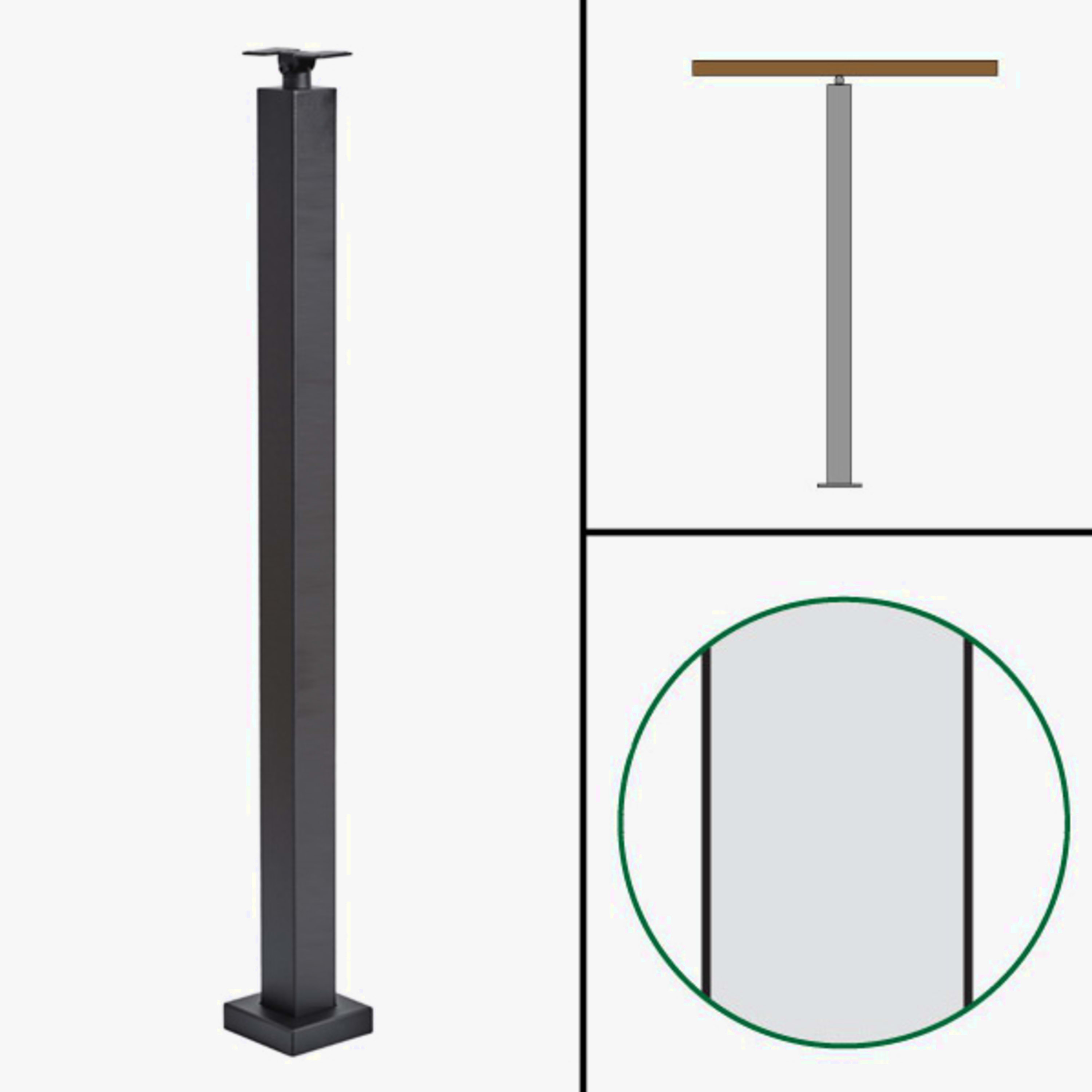 Signature Slim Rod Railing, Surface Mount, Universal Top, Blank Post