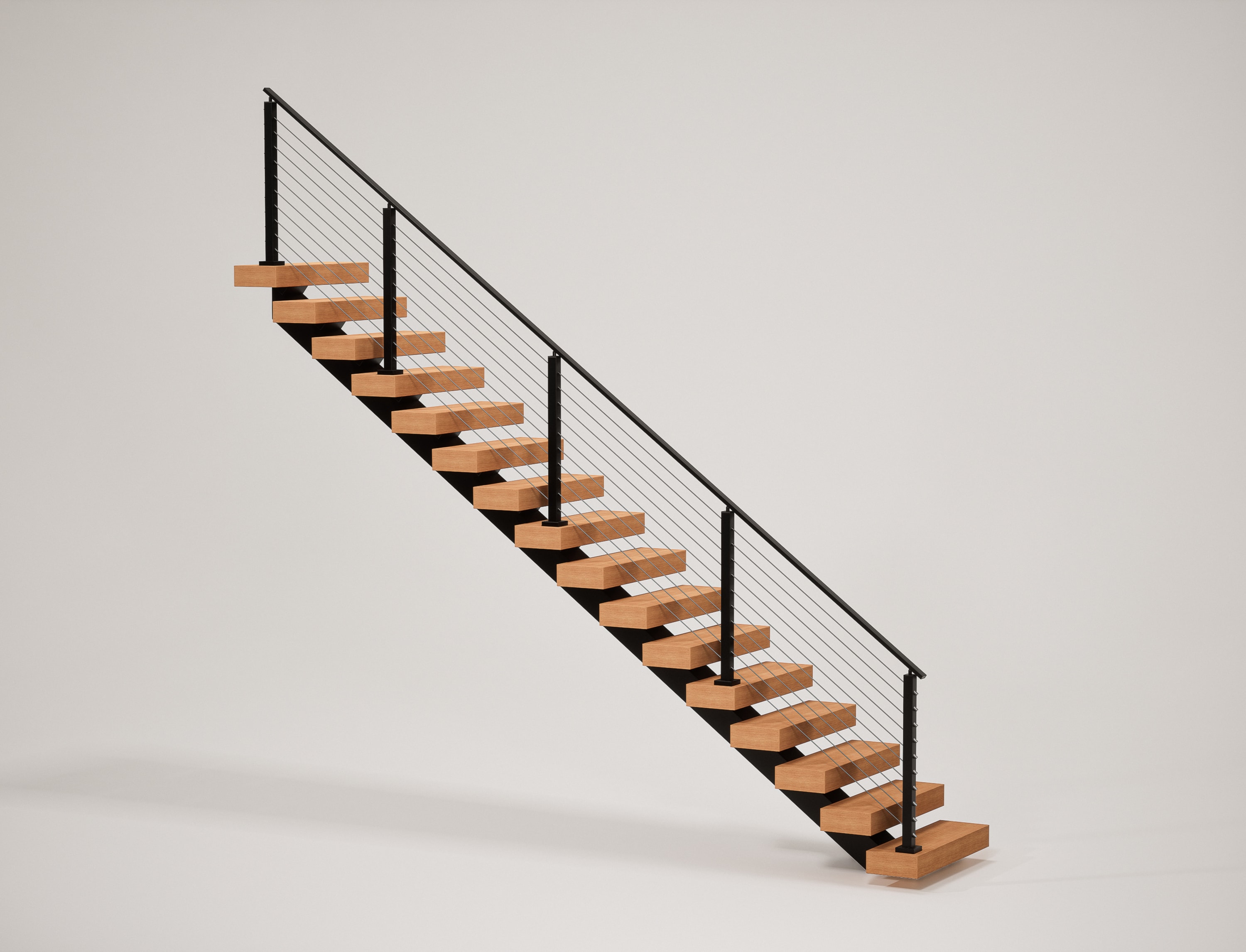 Straight Mono Stringer with Cable Railing