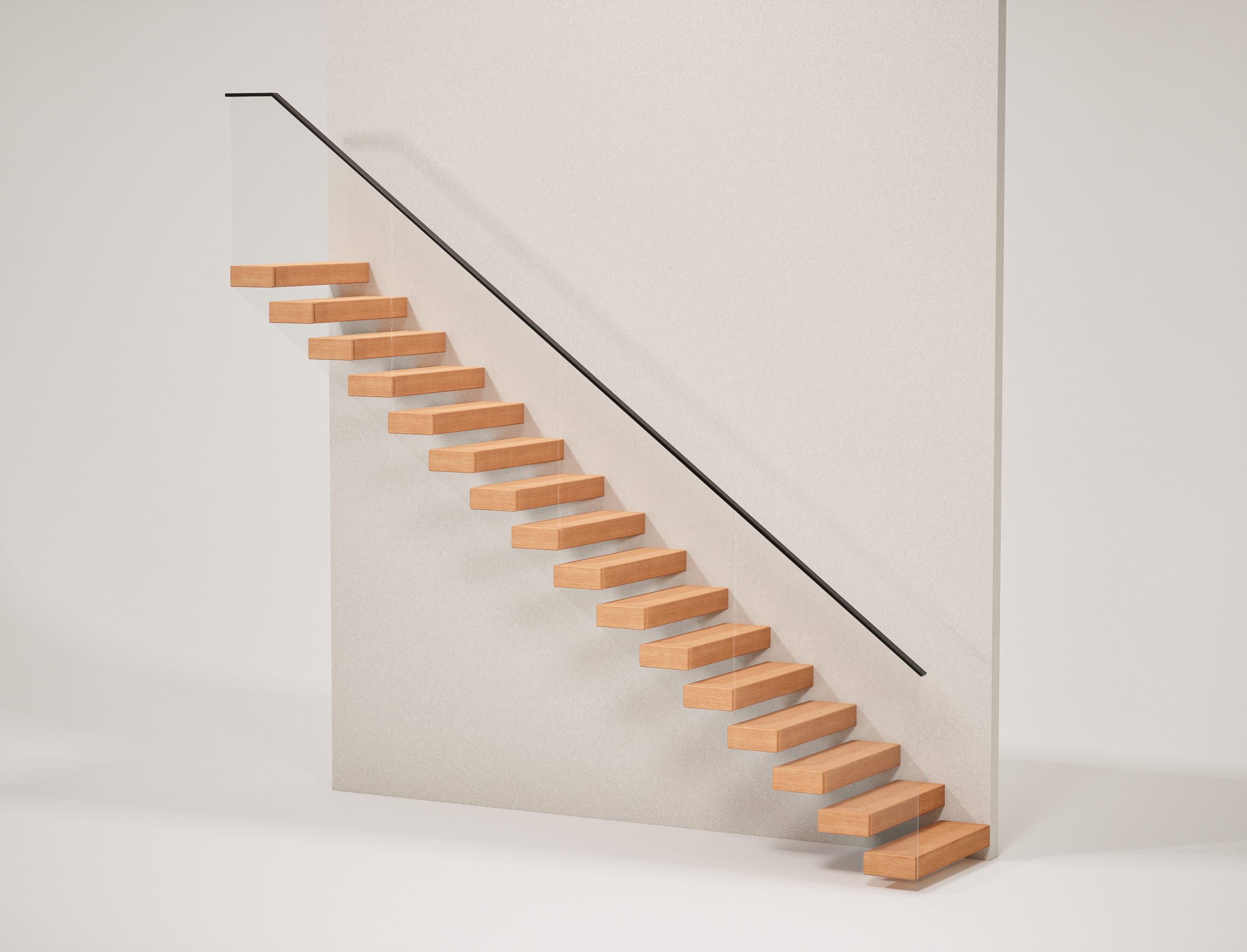 Straight Cantilever Stringer with Glass Railing