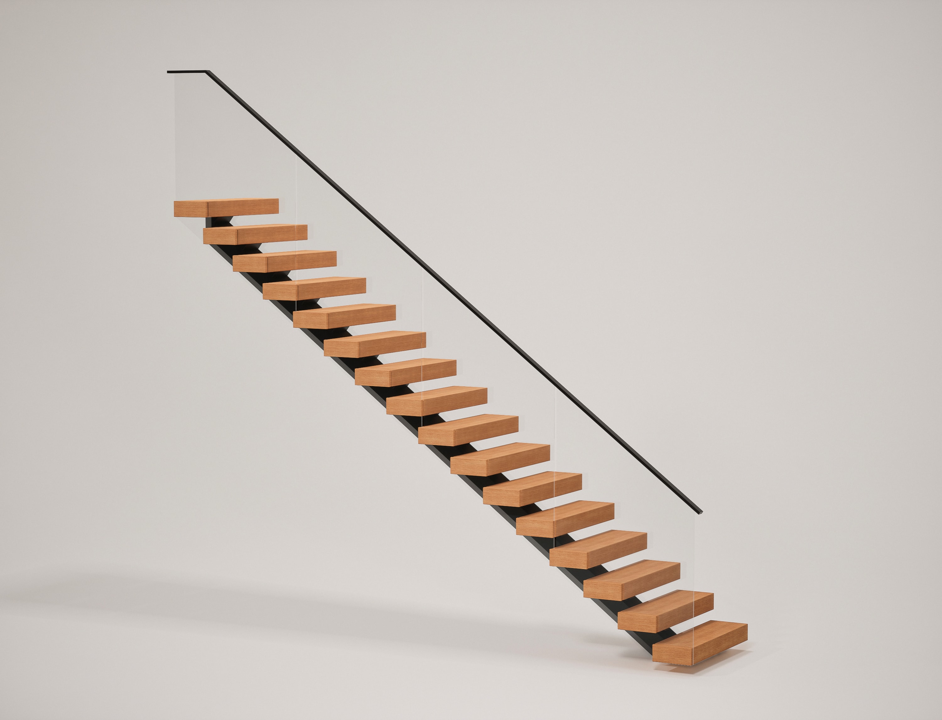 Straight Mono Stringer with Glass Railing