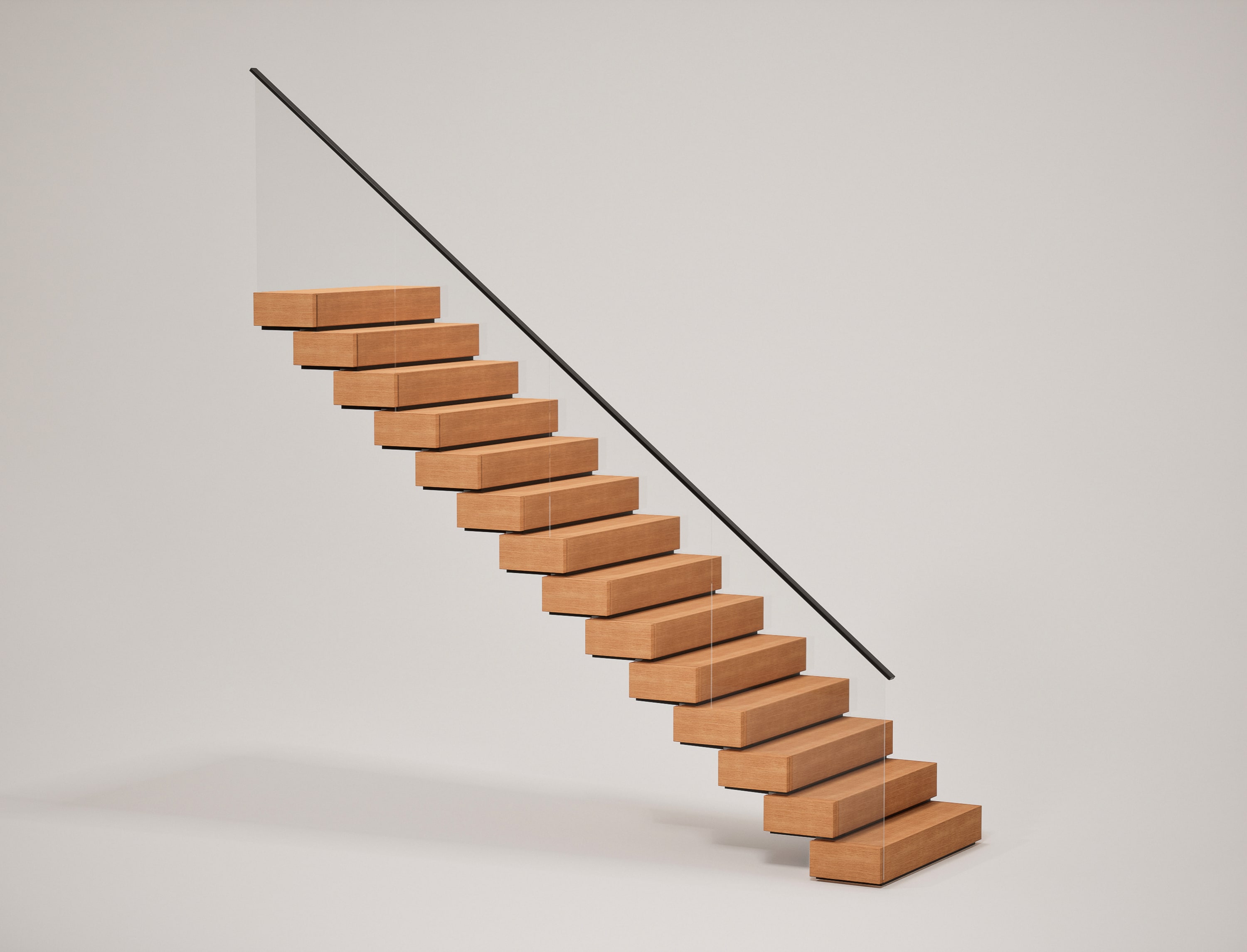 Straight Stack Stringer with Glass Railing