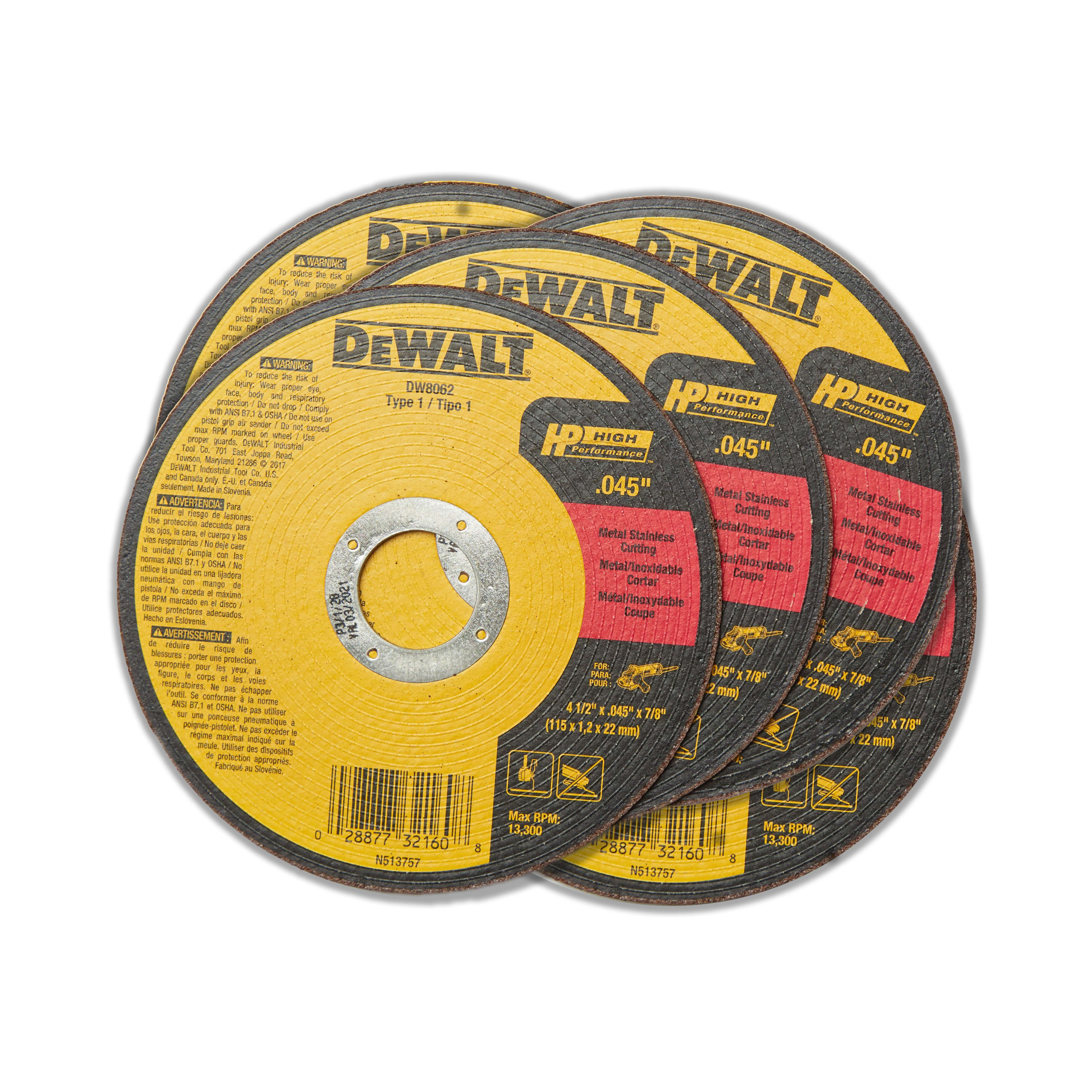 DeWalt Angle Grinder Cutting Wheels - 5 pack
