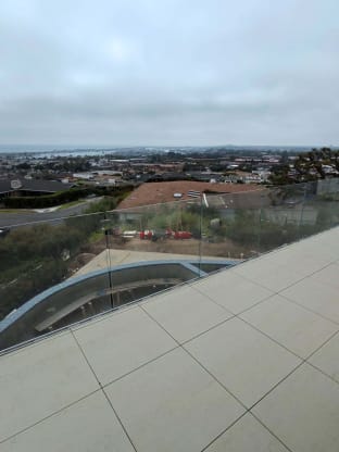 Glass railing on view terrace