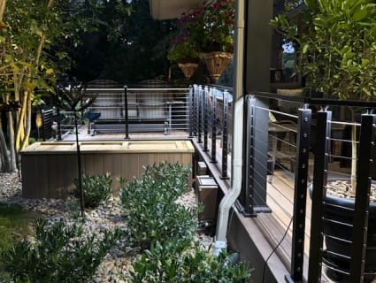 Garden deck with cable railing