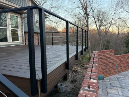Deck with side-mount cable railing
