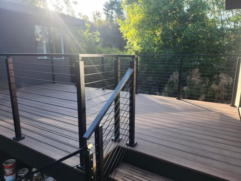 Deck with cable railing