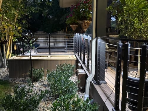 Garden deck with cable railing