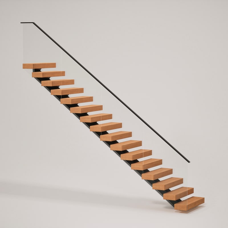 Straight Mono Stringer with Glass Railing