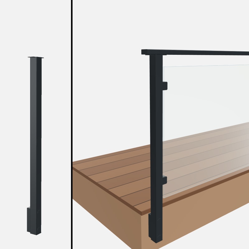 Level End Post, Signature Glass, Slim Side Mount, Flat Top