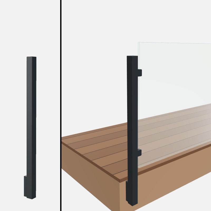 Level End Post, Signature Barrier Glass, Slim Side Mount