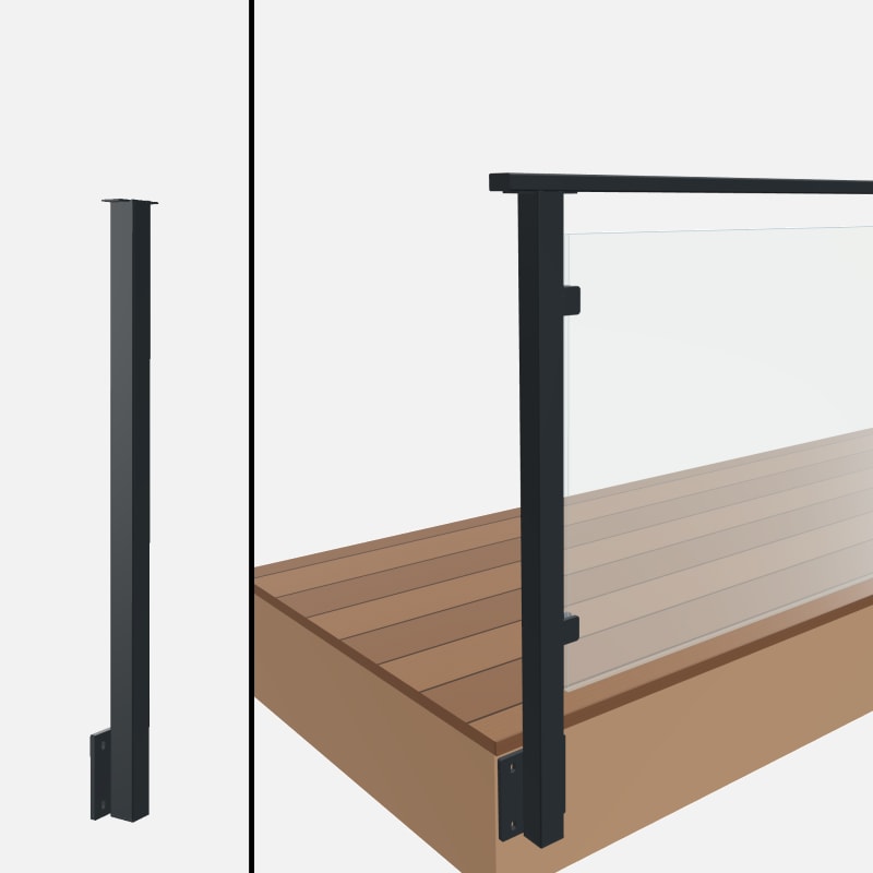 Level End Post, Signature Glass, Side Mount, Flat Top