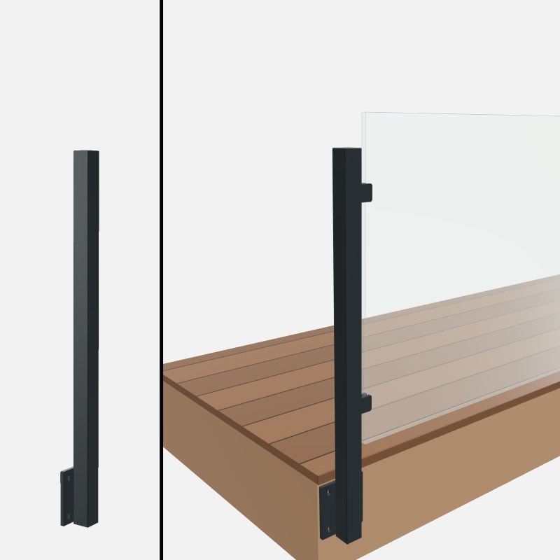 Level End Post, Signature Barrier Glass, Side Mount