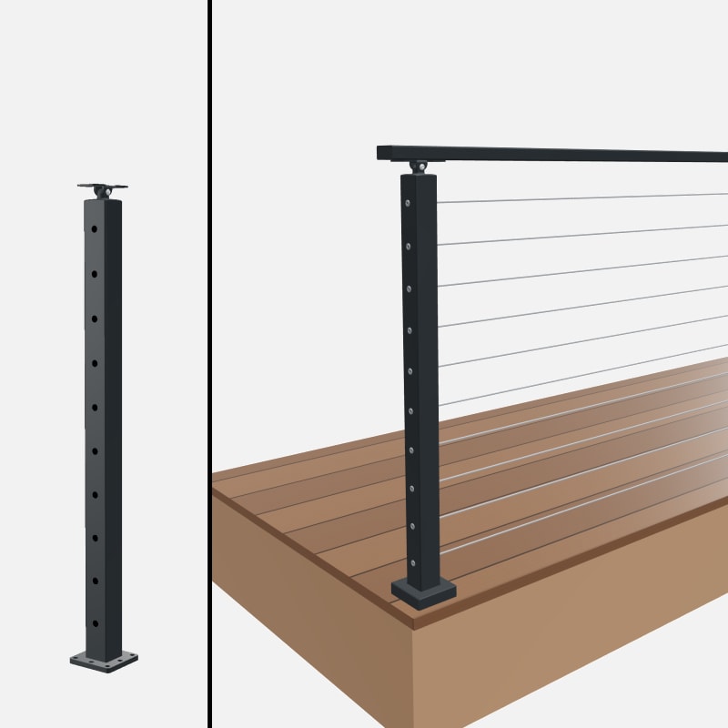 Level End Post, Signature Slim Rod, Surface Mount, Universal Top