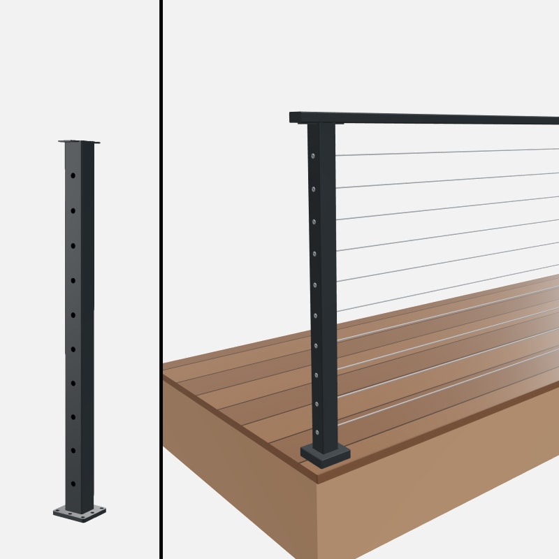 Level End Post, Signature Slim Rod, Surface Mount, Flat Top