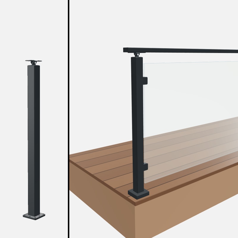 Level End Post, Signature Glass, Surface Mount, Universal Top