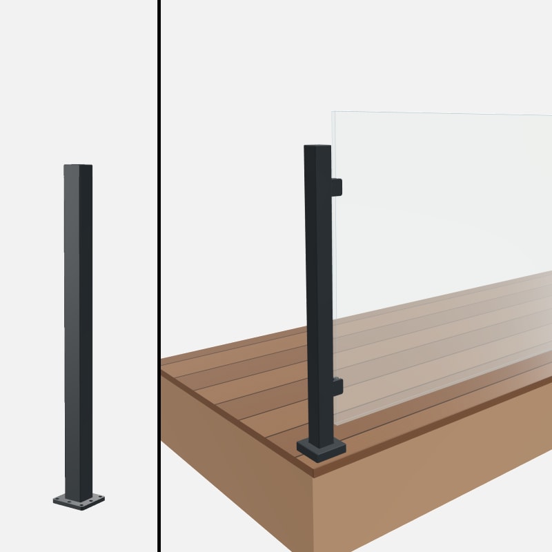 Level End Post, Signature Barrier Glass, Surface Mount