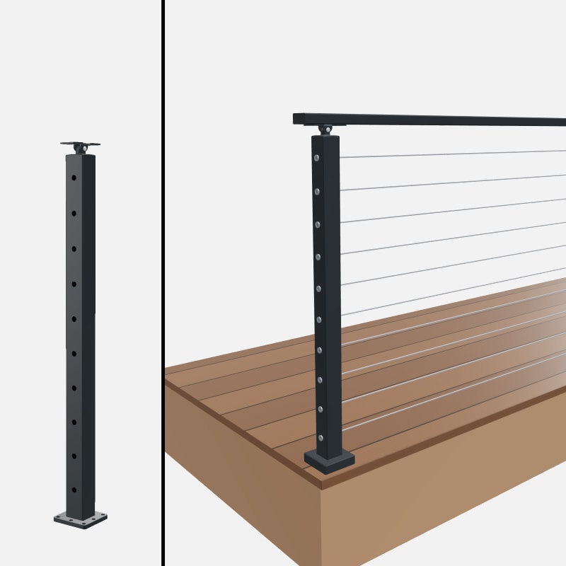 Level End Post, Signature Cable, Surface Mount, Universal Top