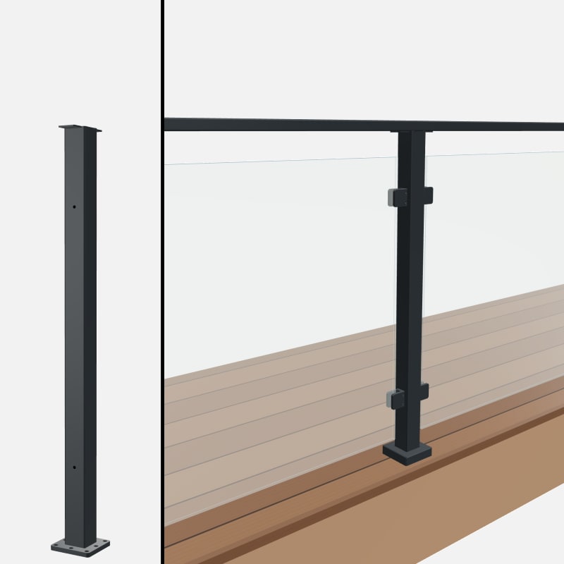Level Line Post, Signature Glass, Surface Mount, Flat Top