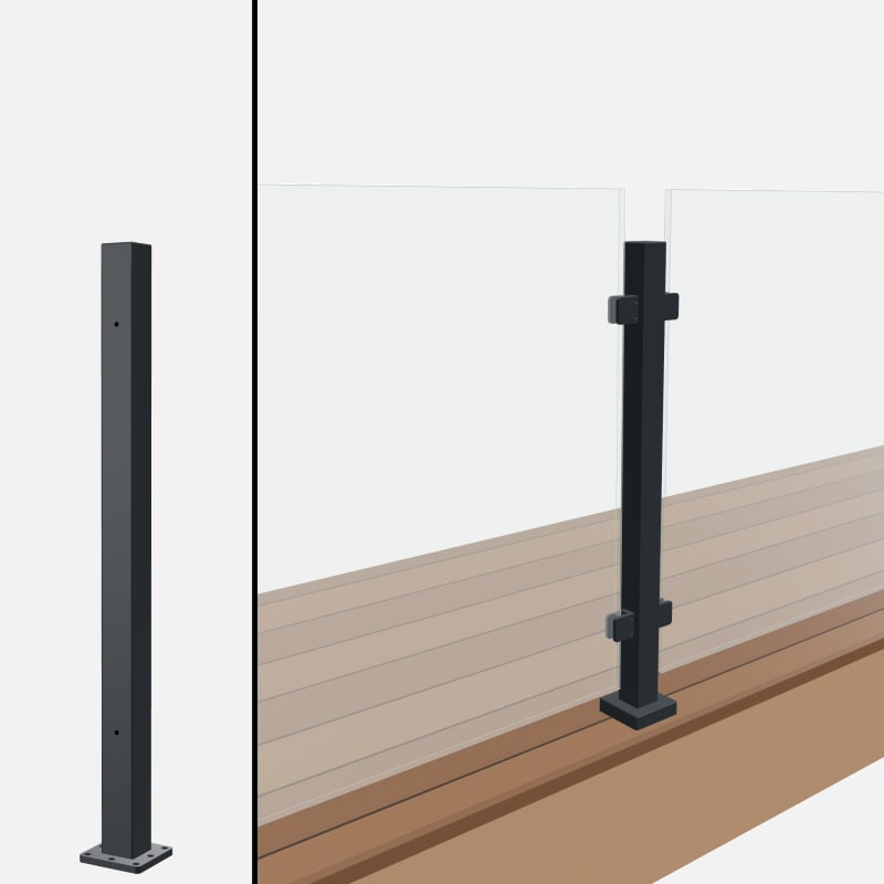 Level Line Post, Signature Barrier Glass, Surface Mount
