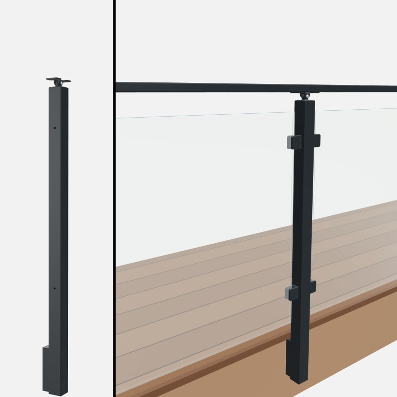 Level Line Post, Signature Glass, Slim Side Mount, Universal Top