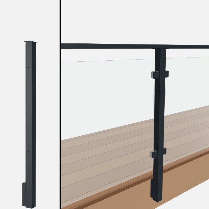 Level Line Post, Signature Glass, Slim Side Mount, Flat Top
