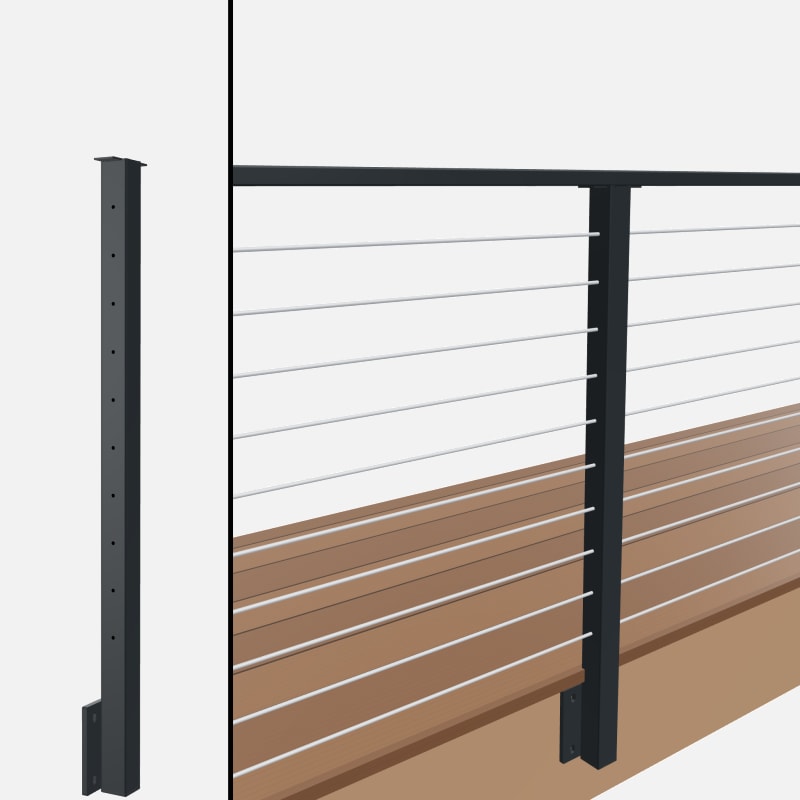 Level Line Post, Signature Cable, Side Mount, Flat Top