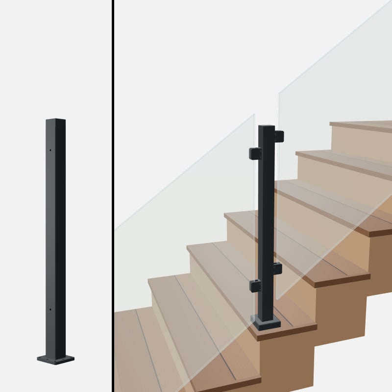 Angle Line Post, Signature Barrier Glass, Surface Mount