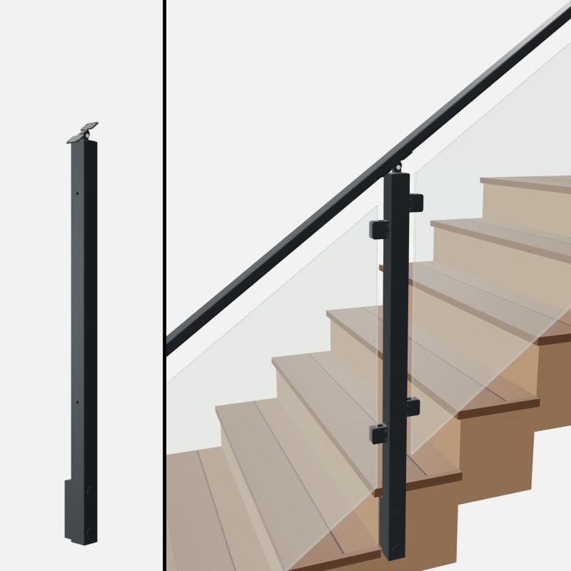 Angle Line Post, Signature Glass, Slim Side Mount, Universal Top