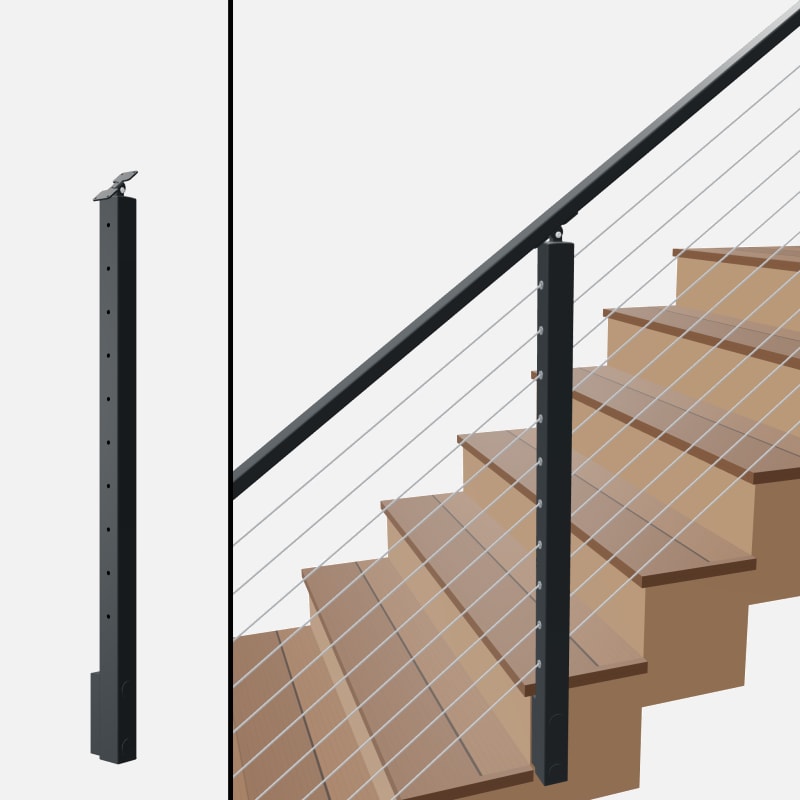 Angle Line Post, Signature Cable, Slim Side Mount, Universal Top