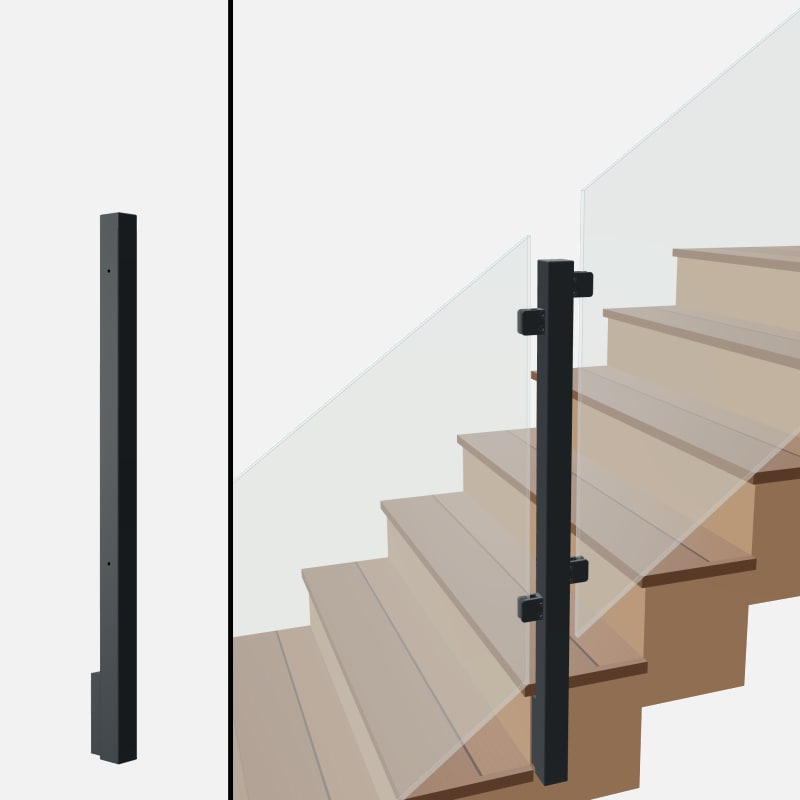 Angle Line Post, Signature Barrier Glass, Slim Side Mount