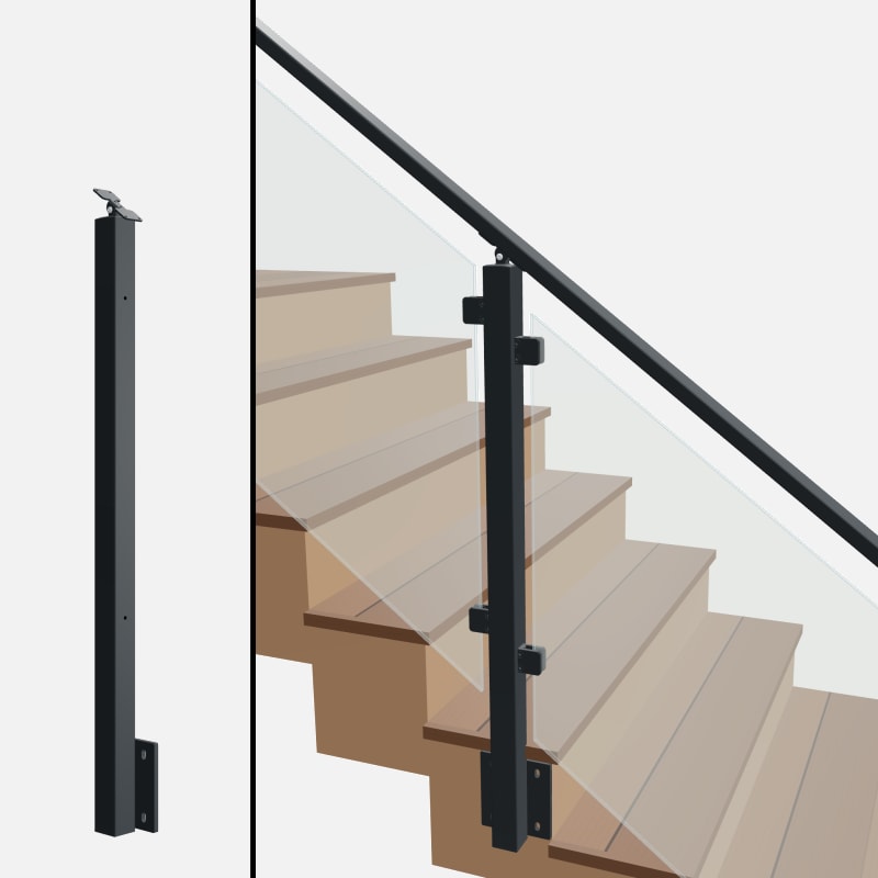 Angle Line Post, Signature Glass, Side Mount, Universal Top