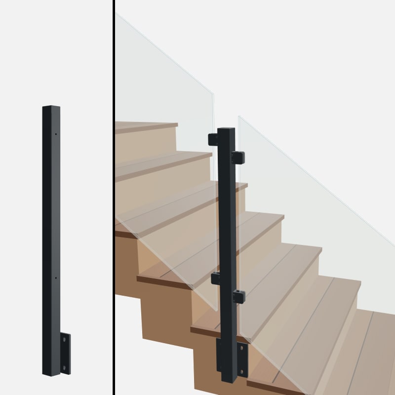 Angle Line Post, Signature Barrier Glass, Side Mount