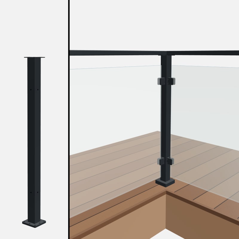 Level Corner Post, Signature Glass, Surface Mount, Flat Top