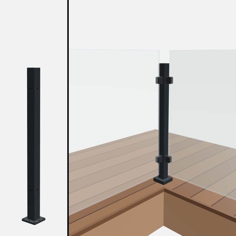 Level Corner Post, Signature Barrier Glass, Surface Mount