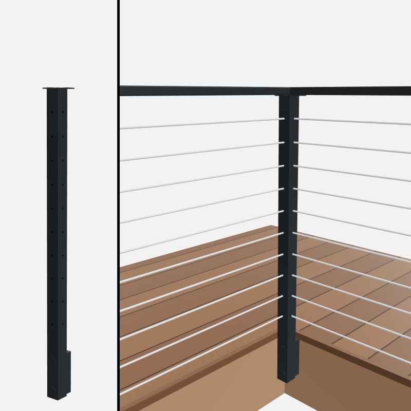 Level Corner Post, Signature Slim Rod, Slim Side Mount, Flat Top