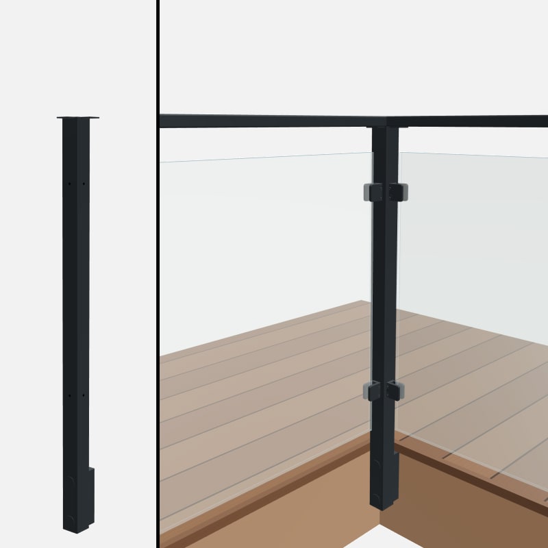 Level Corner Post, Signature Glass, Slim Side Mount, Flat Top