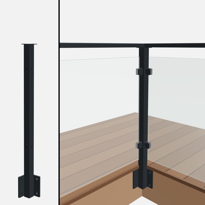Level Corner Post, Signature Glass, Side Mount, Flat Top